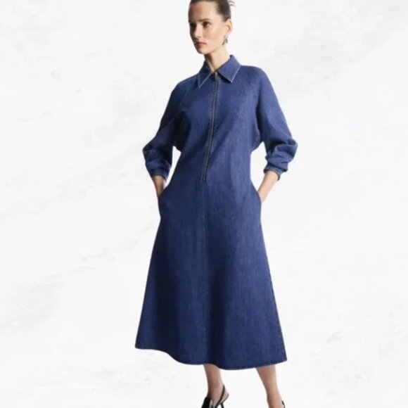 COS Blue Midi Dress - Picture 1 of 12